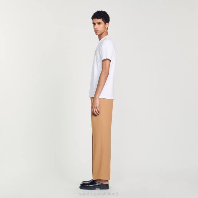 Sandro Paris miehet brodeerattu t-paita VLHP803 vaatteet valkoinen