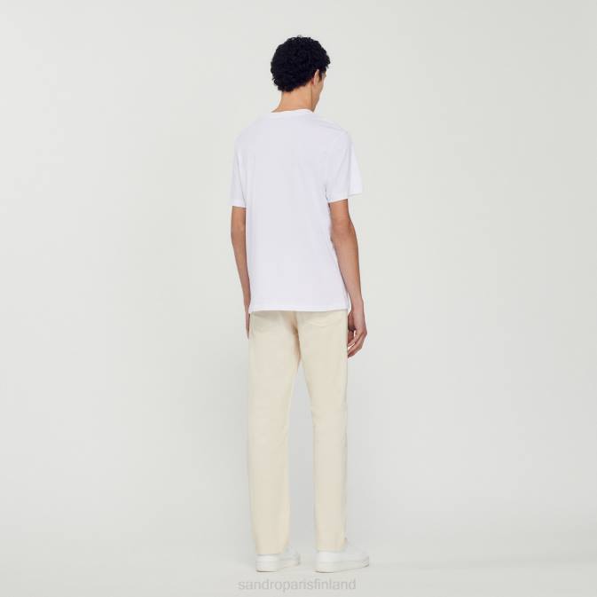 Sandro Paris miehet kaninkuvioinen t-paita VLHP750 vaatteet valkoinen