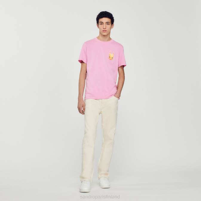 Sandro Paris miehet kaninkuvioinen t-paita VLHP766 vaatteet vaaleanpunainen