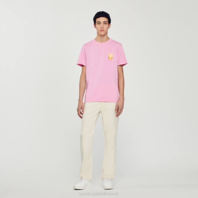 Sandro Paris miehet kaninkuvioinen t-paita VLHP766 vaatteet vaaleanpunainen