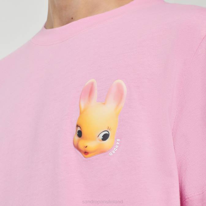 Sandro Paris miehet kaninkuvioinen t-paita VLHP766 vaatteet vaaleanpunainen