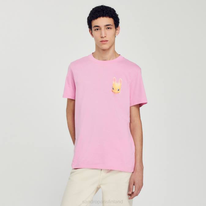 Sandro Paris miehet kaninkuvioinen t-paita VLHP766 vaatteet vaaleanpunainen