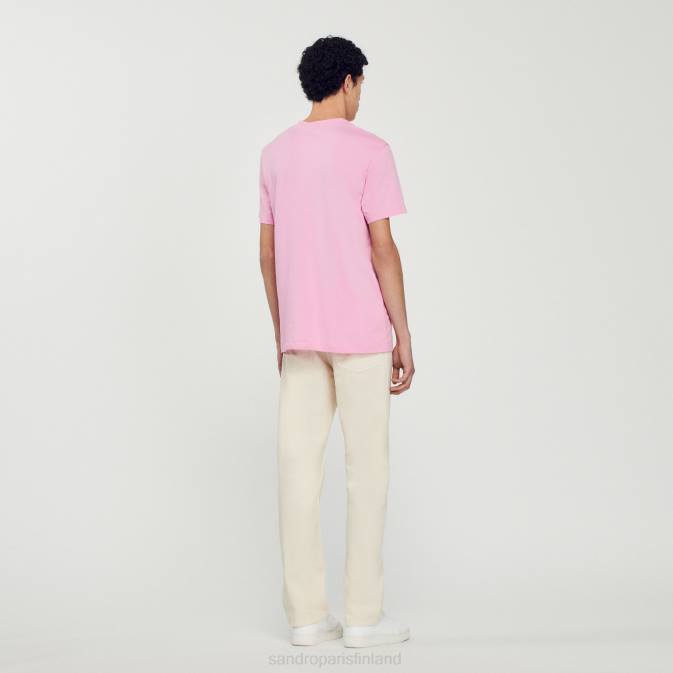 Sandro Paris miehet kaninkuvioinen t-paita VLHP766 vaatteet vaaleanpunainen