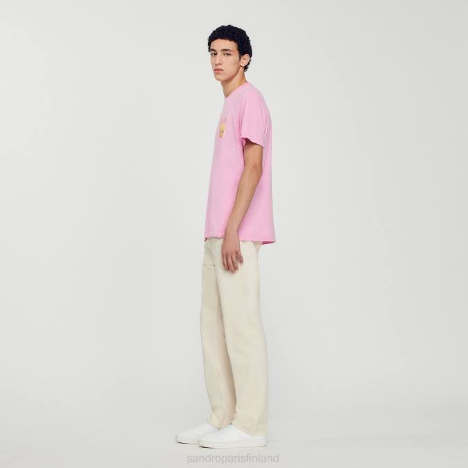 Sandro Paris miehet kaninkuvioinen t-paita VLHP766 vaatteet vaaleanpunainen