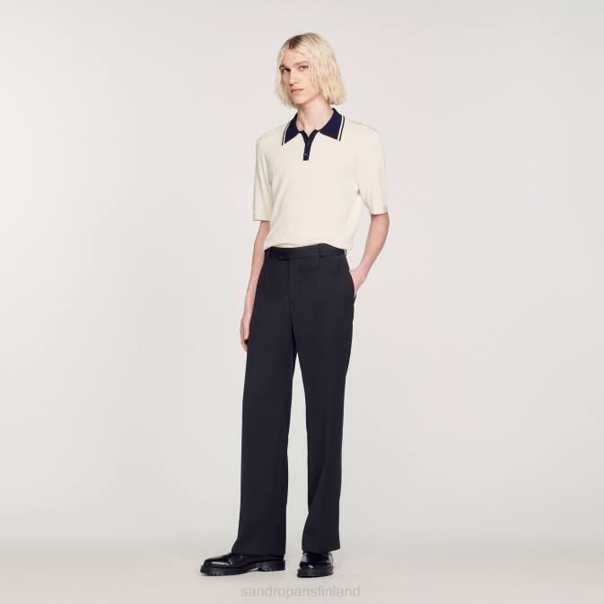 Sandro Paris miehet kontrastivärinen pikeepaita VLHP702 vaatteet ekru