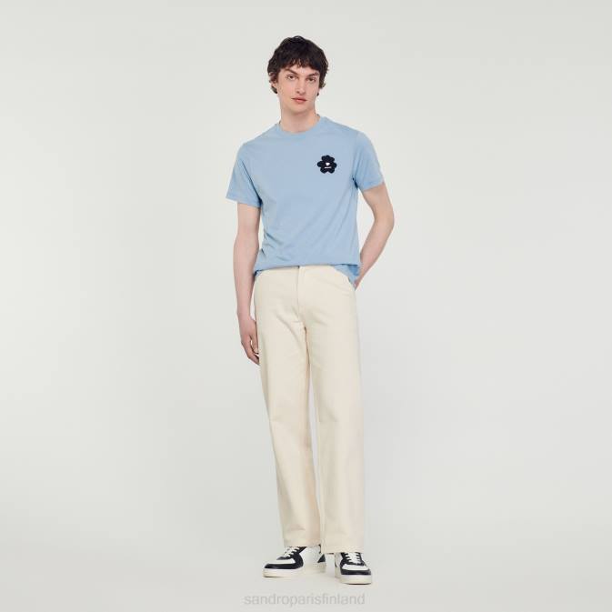 Sandro Paris miehet kukkamerkki t-paita VLHP719 vaatteet sininen