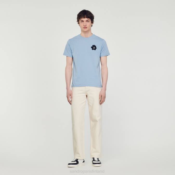 Sandro Paris miehet kukkamerkki t-paita VLHP719 vaatteet sininen
