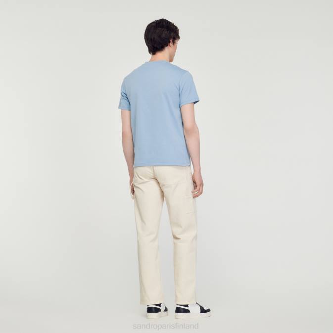 Sandro Paris miehet kukkamerkki t-paita VLHP719 vaatteet sininen