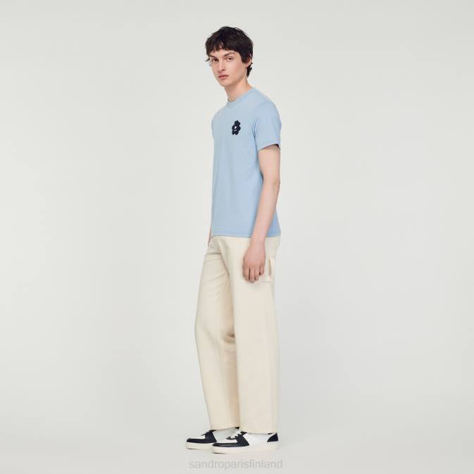 Sandro Paris miehet kukkamerkki t-paita VLHP719 vaatteet sininen