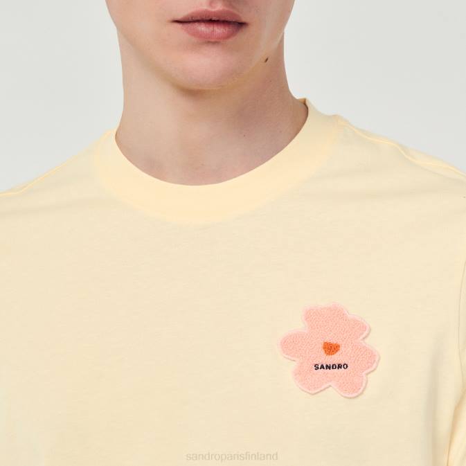 Sandro Paris miehet kukkamerkki t-paita VLHP720 vaatteet kerma