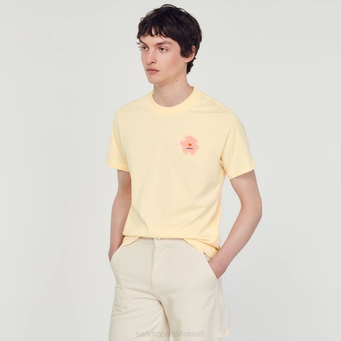 Sandro Paris miehet kukkamerkki t-paita VLHP720 vaatteet kerma