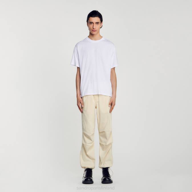 Sandro Paris miehet kuminen logollinen t-paita VLHP806 vaatteet valkoinen