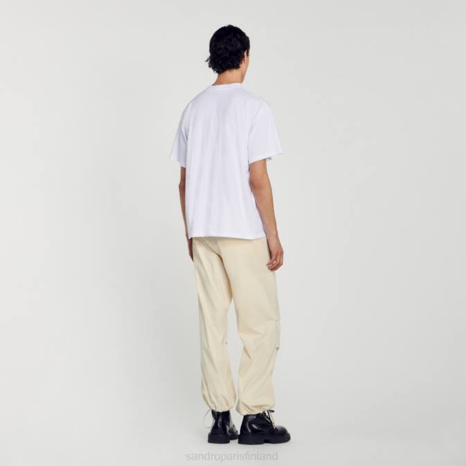 Sandro Paris miehet kuminen logollinen t-paita VLHP806 vaatteet valkoinen