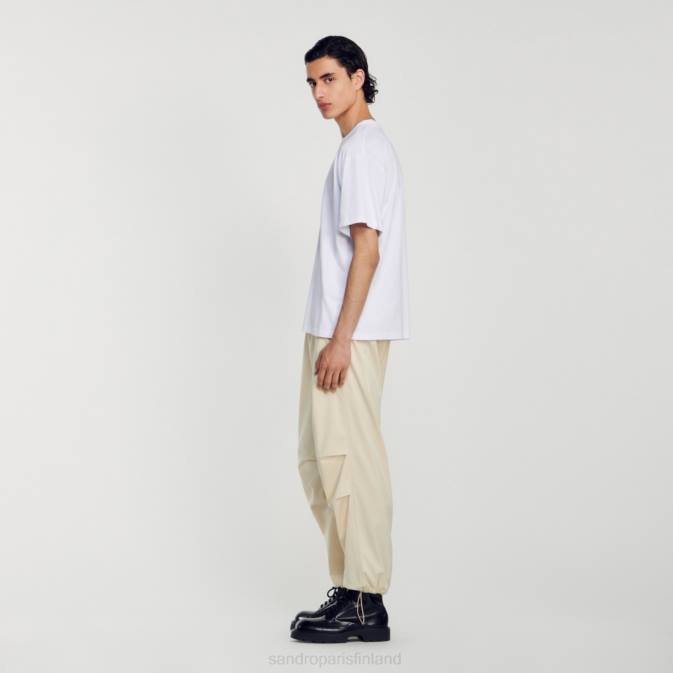 Sandro Paris miehet kuminen logollinen t-paita VLHP806 vaatteet valkoinen