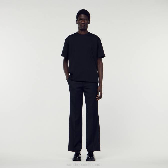 Sandro Paris miehet luomupuuvillasta valmistettu t-paita VLHP625 vaatteet musta