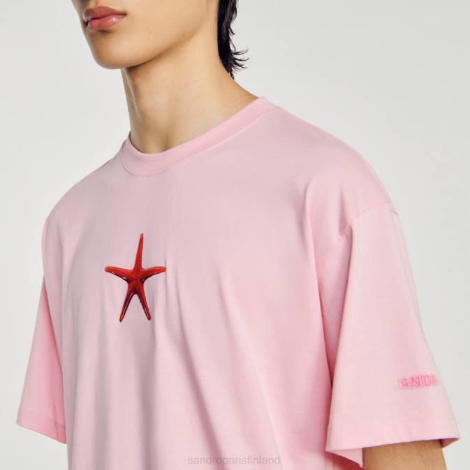 Sandro Paris miehet meritähti t-paita VLHP591 vaatteet vaaleanpunainen