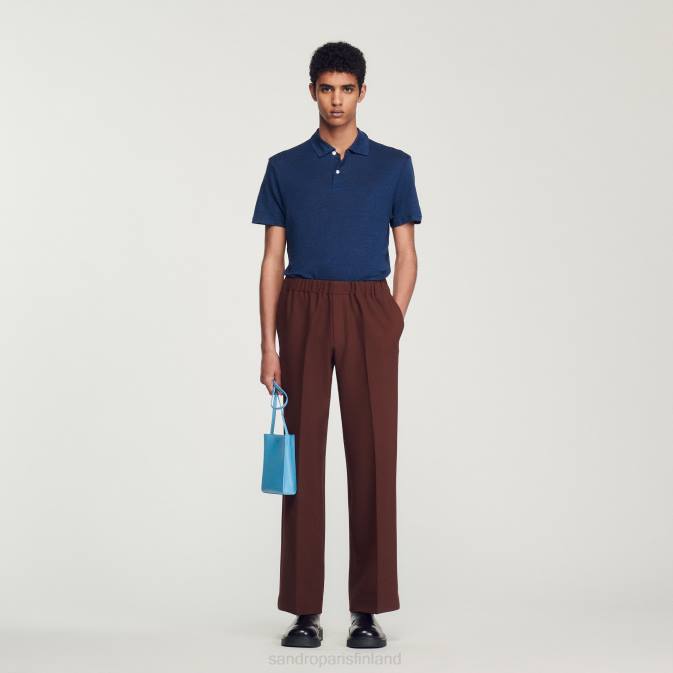 Sandro Paris miehet pellava poolopaita VLHP745 vaatteet tumma laivasto