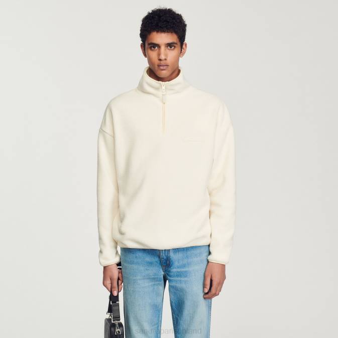 Sandro Paris miehet korkea-aukkoinen fleece VLHP623 vaatteet ekru
