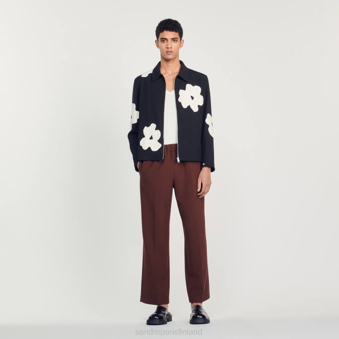 Sandro Paris miehet kukkakuvioinen takki VLHP683 vaatteet musta