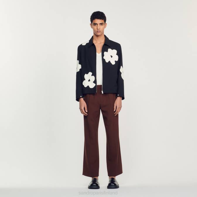 Sandro Paris miehet kukkakuvioinen takki VLHP683 vaatteet musta