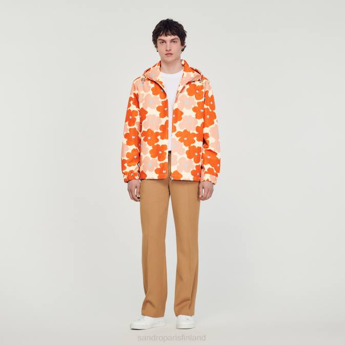 Sandro Paris miehet kukkakuvioinen takki VLHP747 vaatteet oranssi