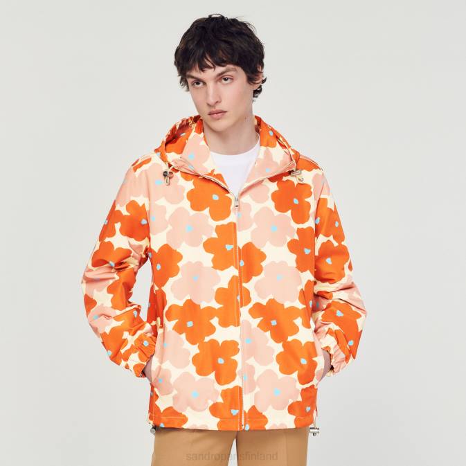 Sandro Paris miehet kukkakuvioinen takki VLHP747 vaatteet oranssi