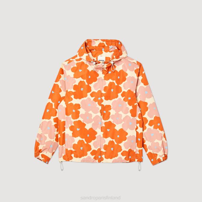 Sandro Paris miehet kukkakuvioinen takki VLHP747 vaatteet oranssi