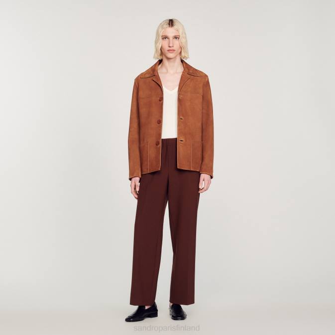 Sandro Paris miehet mokkanahka takki VLHP749 vaatteet ruskea