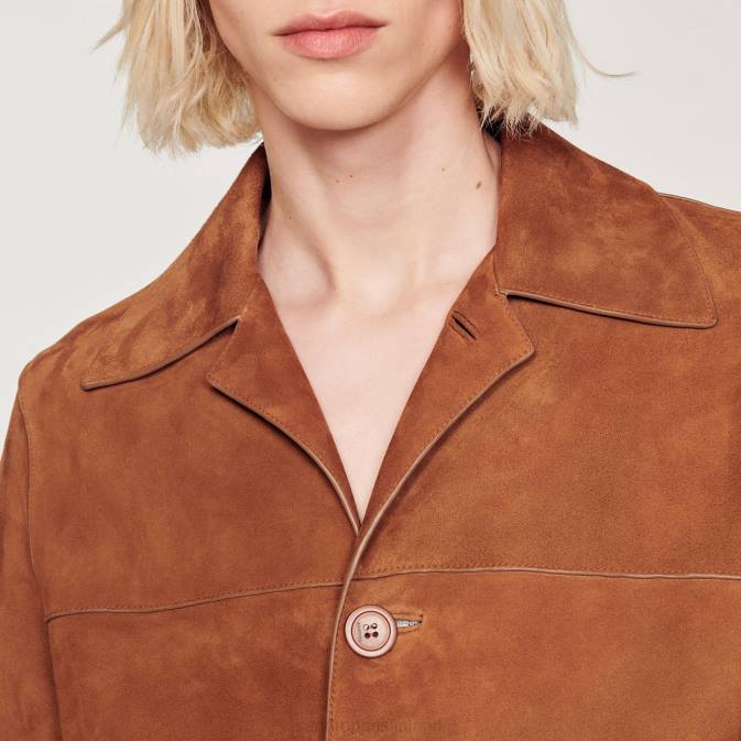 Sandro Paris miehet mokkanahka takki VLHP749 vaatteet ruskea