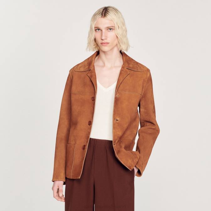 Sandro Paris miehet mokkanahka takki VLHP749 vaatteet ruskea