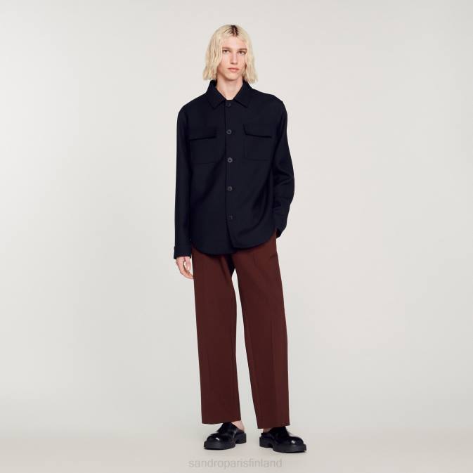 Sandro Paris miehet napillinen päällyspaita VLHP816 vaatteet laivastonsininen