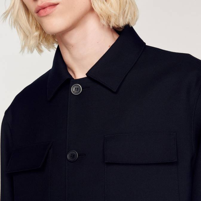 Sandro Paris miehet napillinen päällyspaita VLHP816 vaatteet laivastonsininen