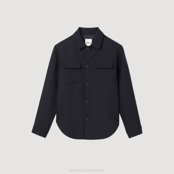 Sandro Paris miehet napillinen päällyspaita VLHP816 vaatteet laivastonsininen