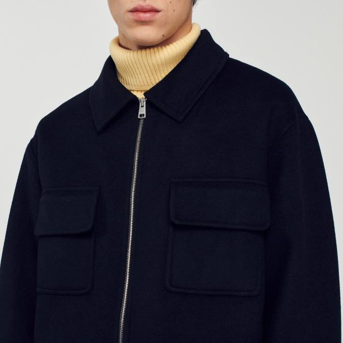 Sandro Paris miehet villainen takki VLHP682 vaatteet musta