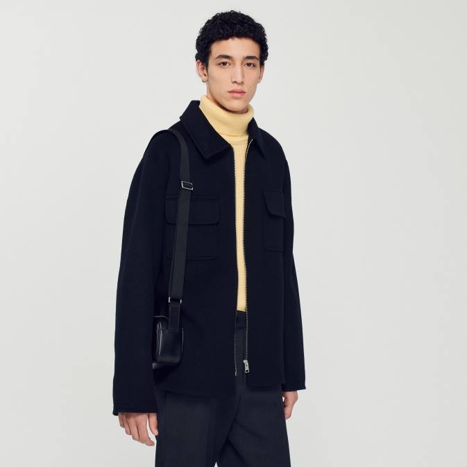 Sandro Paris miehet villainen takki VLHP682 vaatteet musta