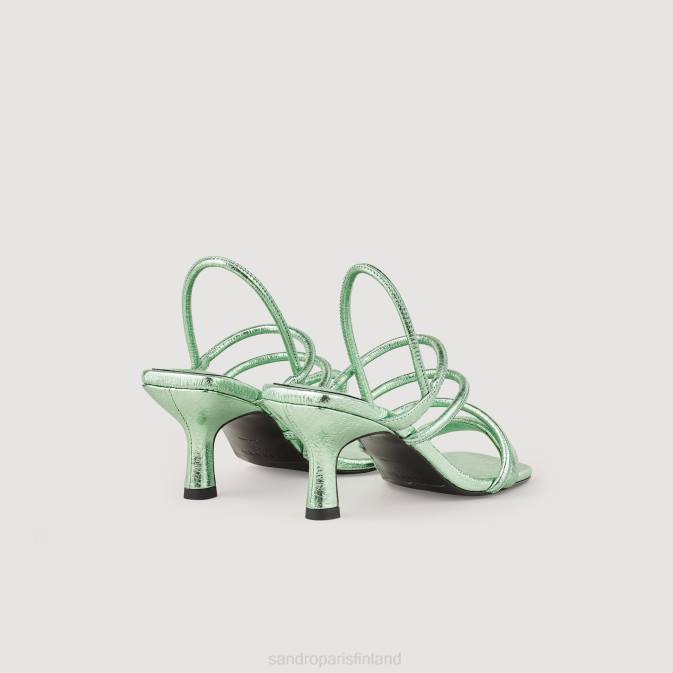 Sandro Paris naiset metalliset nahkasandaalit VLHP496 jalkineet vihreä