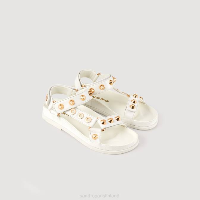 Sandro Paris naiset nastalliset nahkasandaalit VLHP489 jalkineet ekru
