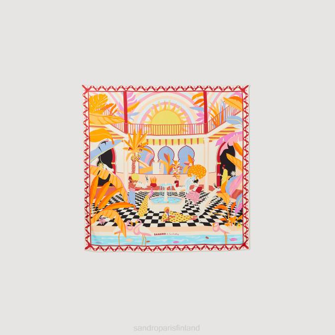 Sandro Paris naiset silkkihuivi VLHP520 Lisätarvikkeet oranssi