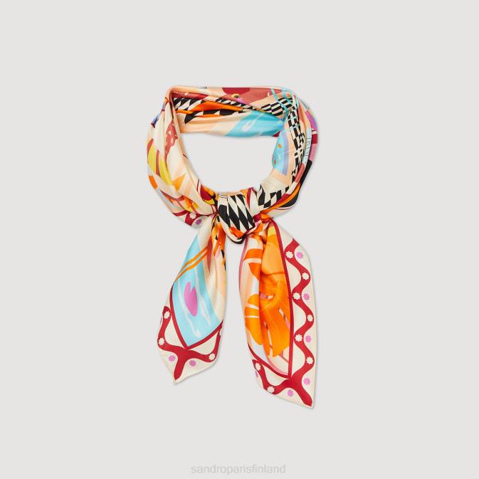 Sandro Paris naiset silkkihuivi VLHP520 Lisätarvikkeet oranssi