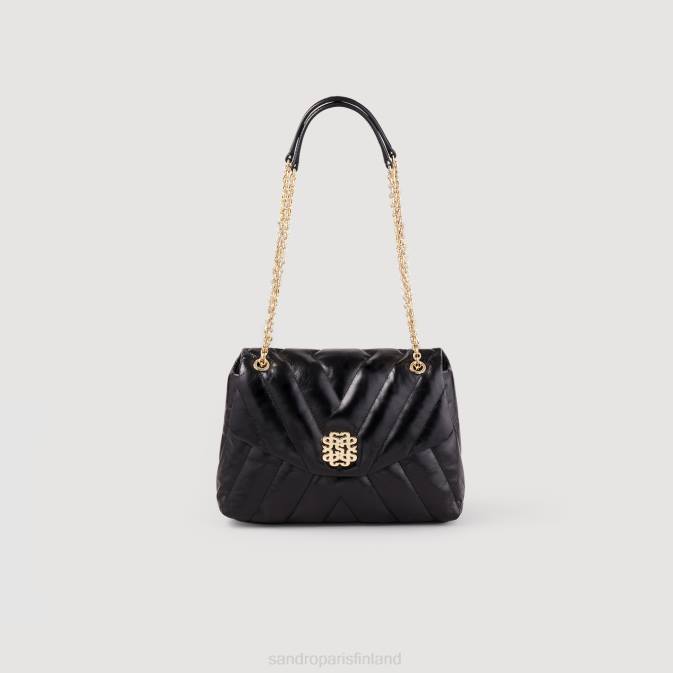 Sandro Paris naiset Mila tikattu nahkalaukku VLHP531 Lisätarvikkeet musta