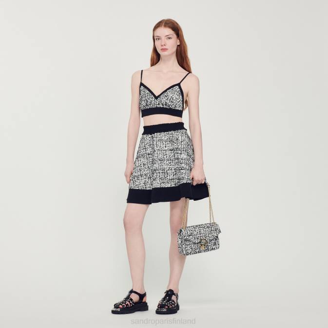 Sandro Paris naiset yza tweed-laukku VLHP554 Lisätarvikkeet musta