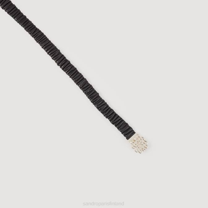 Sandro Paris naiset joustava nahkavyö VLHP508 Lisätarvikkeet musta