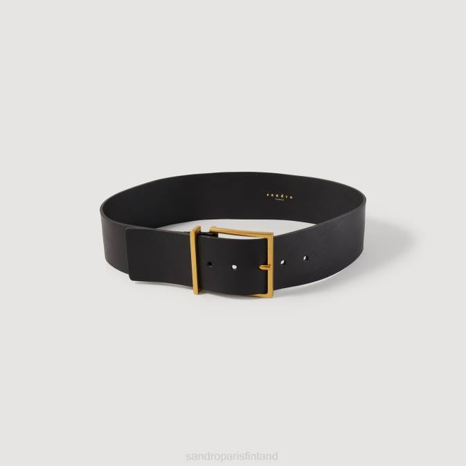 Sandro Paris naiset leveä nahkavyö VLHP515 Lisätarvikkeet musta