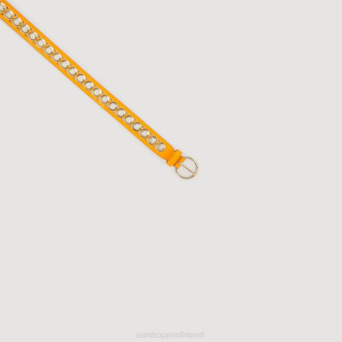 Sandro Paris naiset nahkavyö silmukoilla VLHP565 Lisätarvikkeet kullankeltainen