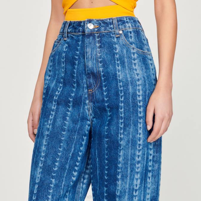 Sandro Paris naiset haalistuneet kuviolliset farkut VLHP276 vaatteet sininen farkku