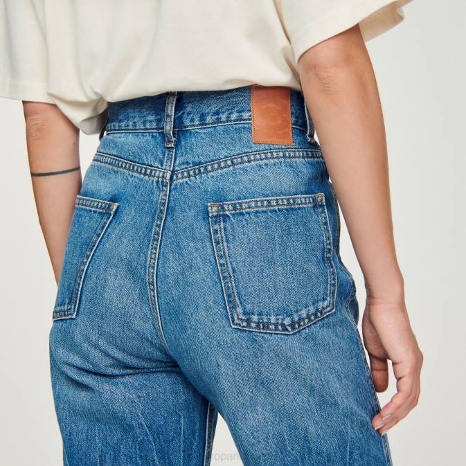 Sandro Paris naiset haalistuneet suoralahkeiset farkut VLHP317 vaatteet sininen farkku