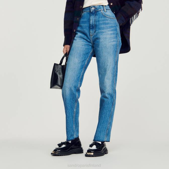 Sandro Paris naiset haalistuneet suoralahkeiset farkut VLHP317 vaatteet sininen farkku