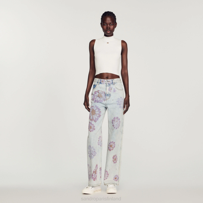 Sandro Paris naiset kukkaiset farkut VLHP268 vaatteet sininen farkku