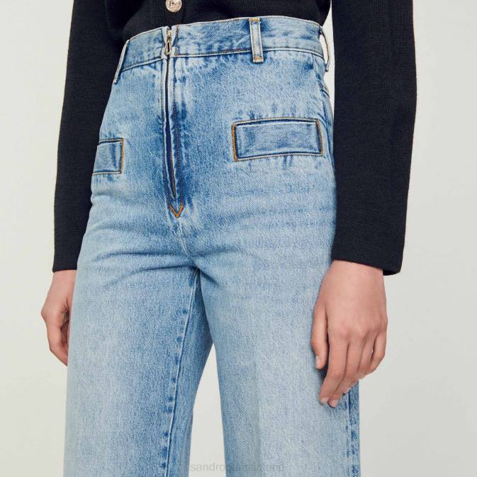 Sandro Paris naiset leveälahkeiset farkut VLHP183 vaatteet sininen farkku