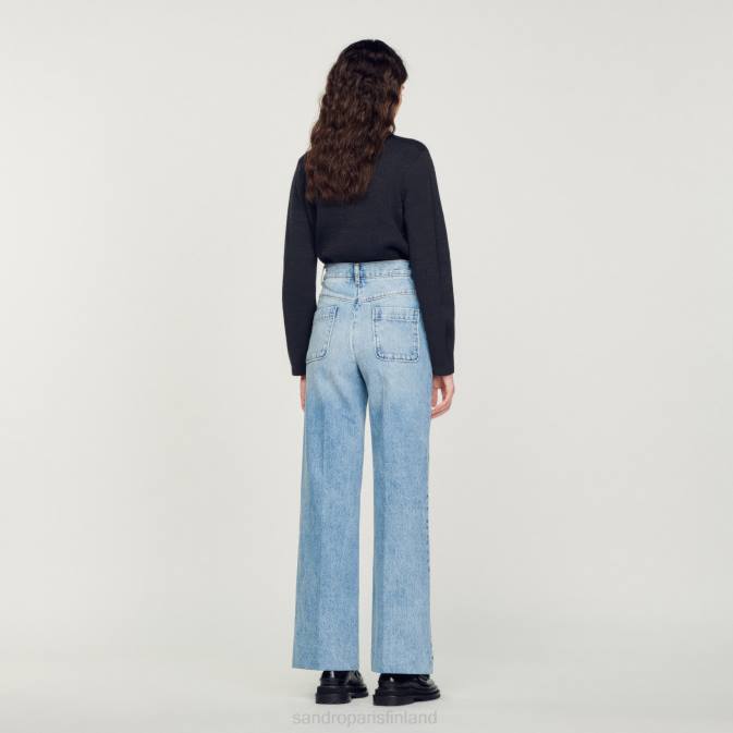 Sandro Paris naiset leveälahkeiset farkut VLHP183 vaatteet sininen farkku